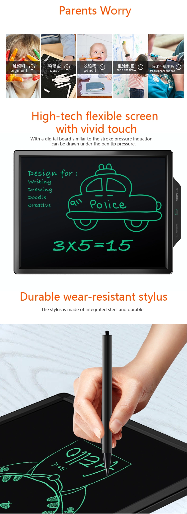 Free Writing Smart Board 20 Inch Business / Education Tablet LCD 100,000 Times Rewriting Memo Notepad