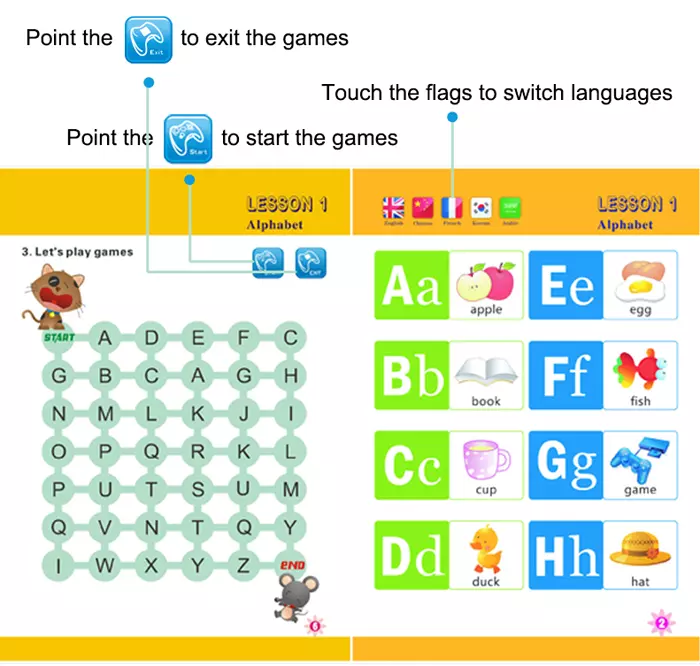 Kids Toys Digital Pen Talking Christmas Gift Sonix OID Audio Pen English French Spanish Reading Book