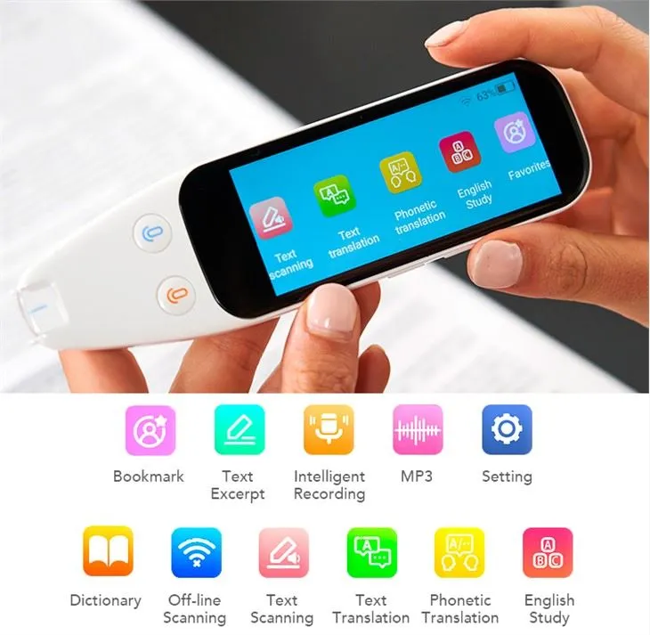 Dispositiu traductor d'idiomes d'escaneig de pantalla tàctil de 3,46 polzades